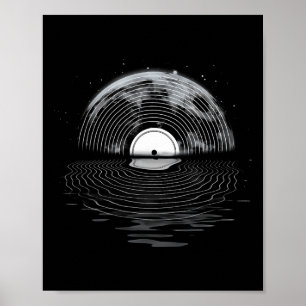 Affiche Vinyl Record Pleine lune Retro Vintage Vinyl Recor