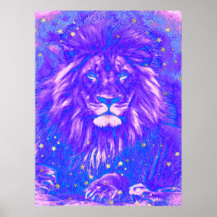 Affiche *~* Violet Bleu Art Artistique Céleste LION AP23