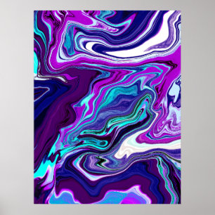 Affiche Violet, bleu et Turquoise Art moderne Abstrait