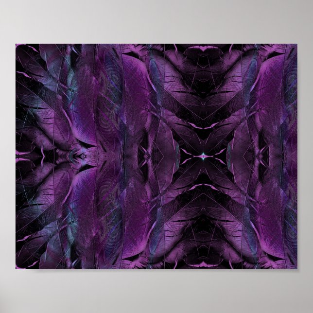 Affiche Violet bleu violet couleur noire texture de plume  (Devant)