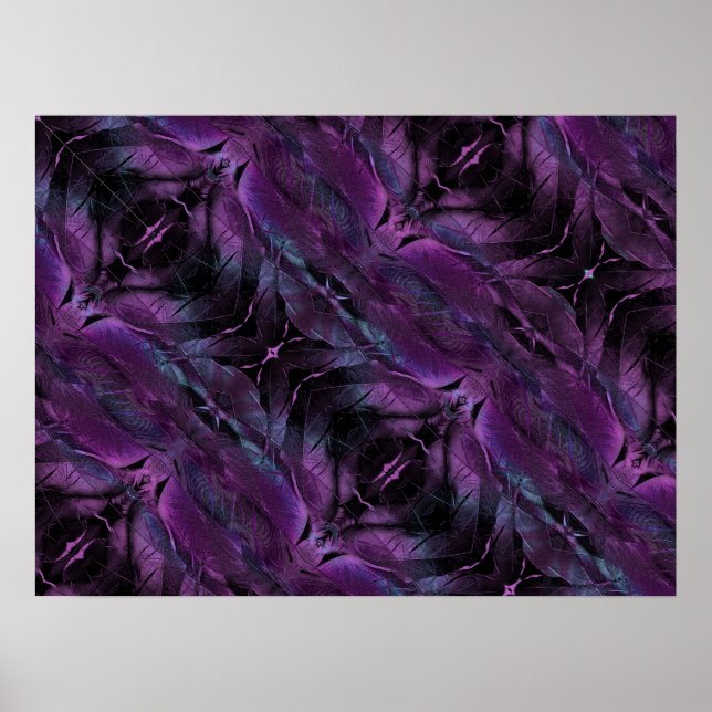 Affiche Violet bleu violet couleur noire texture de plume  (Devant)