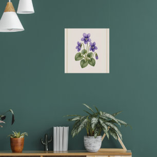 Affiche Violet Botanique, Fleur de Naissance de Février