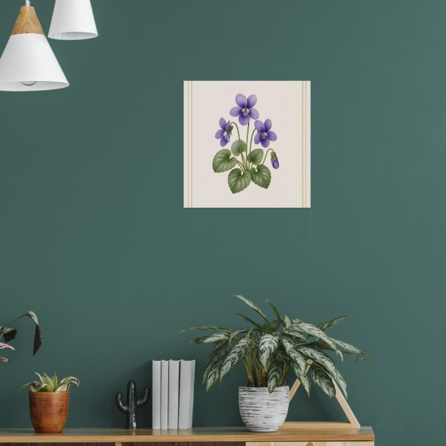 Affiche Violet Botanique, Fleur de Naissance de Février (Salon 1)