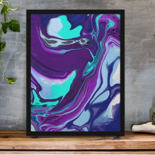 Affiche Violet et Turquoise Abstrait Fluid Art