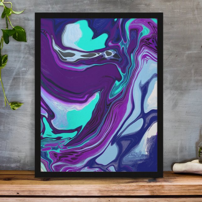 Affiche Violet et Turquoise Abstrait Fluid Art (Créateur téléchargé)