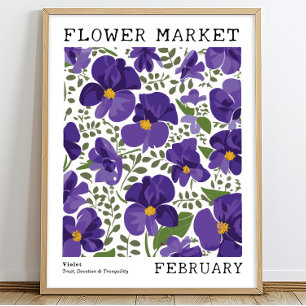Affiche Violet Floral Violet Février Marché Fleur de naiss