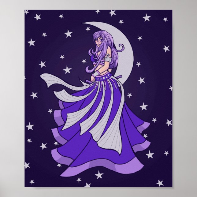 Affiche Violet Lune Déesse Belly Danseuse Violet Art MoonC (Devant)
