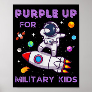 Affiche Violet pour les enfants militaires Astronaute Drôl