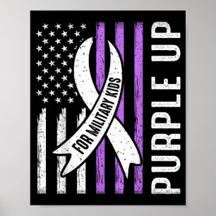 Affiche Violet pour les enfants militaires Drapeau USA Mil