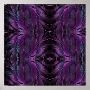 Affiche Violet Purple blue black feather texture abstract