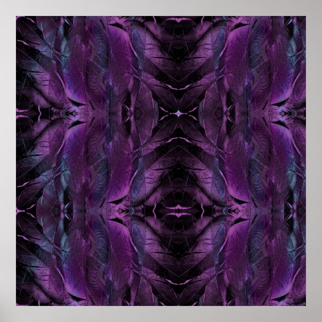 Affiche Violet Purple blue black feather texture abstract  (Devant)