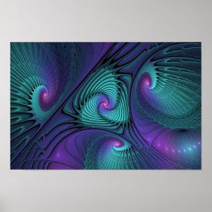 Affiche Violet rencontre Turquoise moderne art fractal abs
