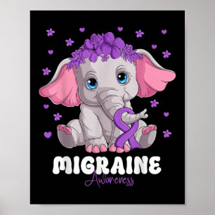 Affiche Violet Ribbon Survivante Guerrier Migraine Sensibi