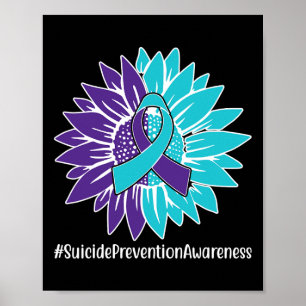 Affiche Violet Turquoise Tournesol Ribbon Prévention Suici