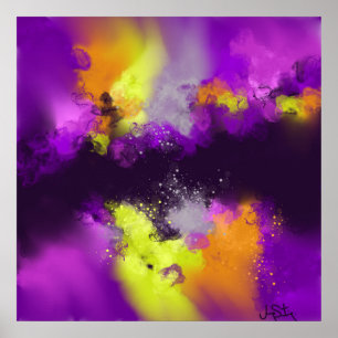 Affiche Violet violet jaune Art Abstrait moderne Imprimer