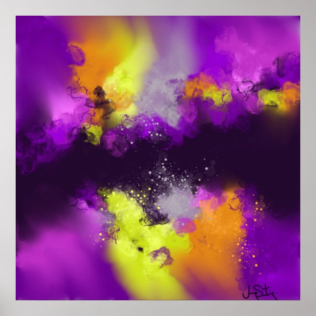Affiche Violet violet jaune Art Abstrait moderne Imprimer (Devant)