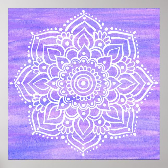 Affiche Violet White Mandala Watercolor (Devant)