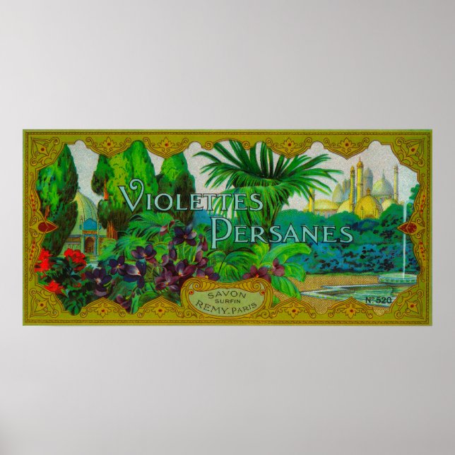 Affiche Violettes Persanes Label de savonParis, France (Devant)