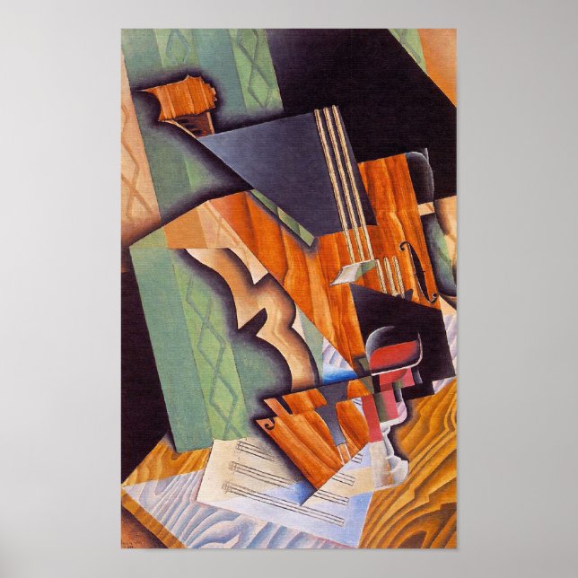 Affiche Violin and Glass, by Juan Gris (Devant)
