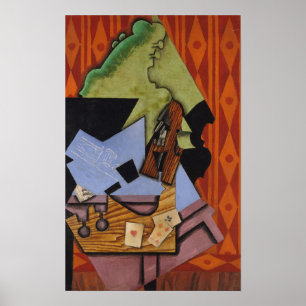 Affiche Violin and Playing Cards on a Table