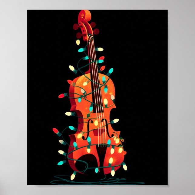 Affiche Violin Christmas Graphics Lights Lover Player Viol (Devant)