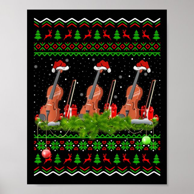 Affiche Violin Music Lover Xmas Gift Ugly Christmas Violin (Devant)