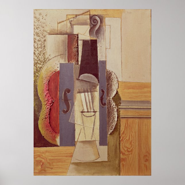 Affiche Violon accroché au mur par Picasso (1913) (Devant)