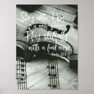 Affiche Violon avec Psaumes Bible Verse