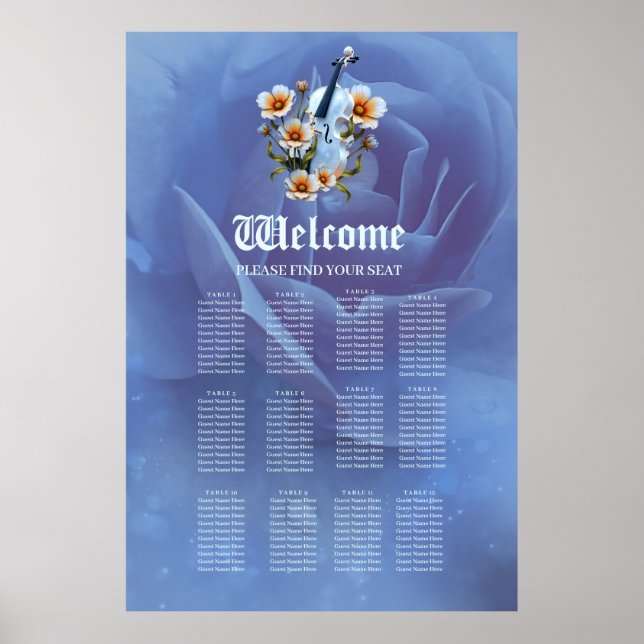 Affiche Violon blanc aux fleurs - Musique élégante & Natur (Devant)