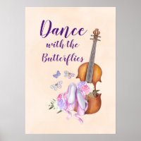 Violon, Chaussures de Ballet, Fleurs et Papillons
