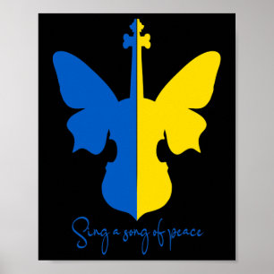 Affiche Violon Papillon Ukrainien Musique Pour La Paix En