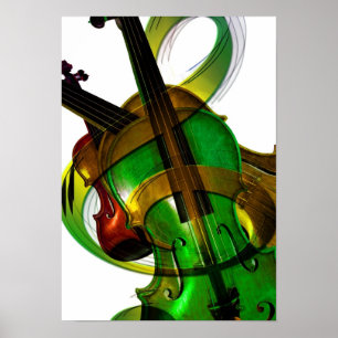 Affiche Violon super et vert