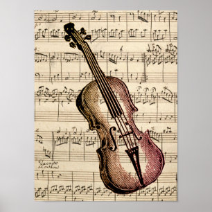 Affiche Violon vintage et Partition