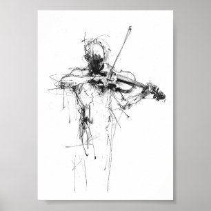 Affiche Violoniste Abstrait et élégant
