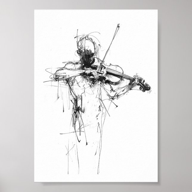 Affiche Violoniste Abstrait et élégant (Devant)