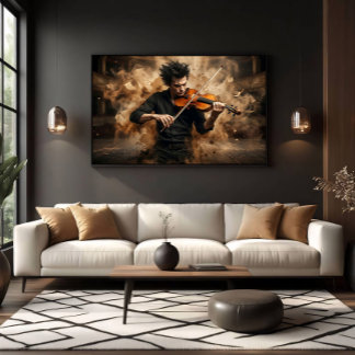 Affiche Violoniste Dramatique Musique Passionnée