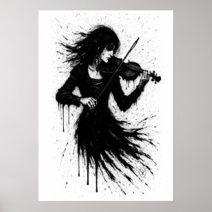 Affiche Violoniste Né de l'Encre dans la Tempête Sonore