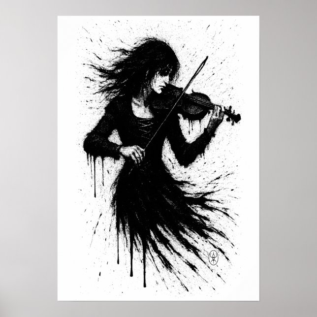 Affiche Violoniste Né de l'Encre dans la Tempête Sonore (Devant)