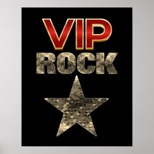 Affiche VIP Rock Star Rouge Noir et Or