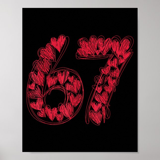 Affiche Viral 67 Hand-drawn Hearts Valentine's Day Cute Te (Devant)