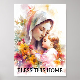 Affiche Virgin Mary Religious Wall Art Home Blessing Decor