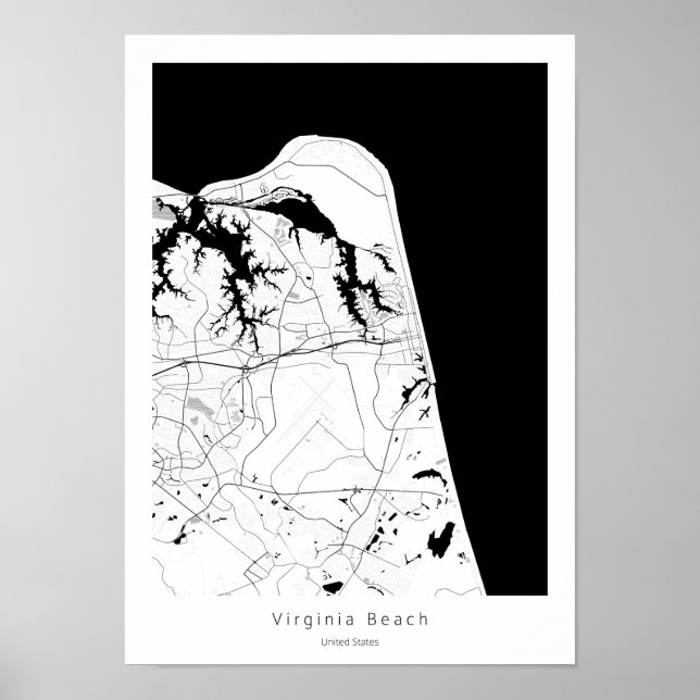 Affiche Virginia Beach Moderne Minimal Abstrait Carte simp (Devant)