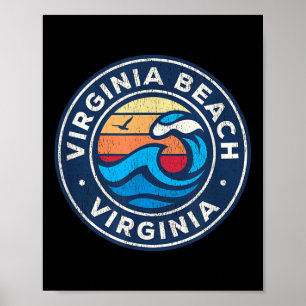 Affiche Virginia Beach Virginia Va Vagues Nautiques Vintag