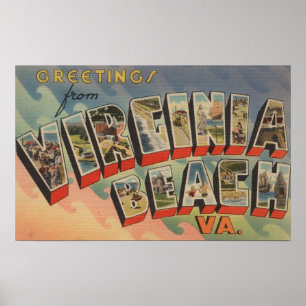 Affiche Virginia Beach, Virginie - Grandes Lettres Scènes