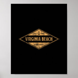 Affiche Virginia Beach Virginie Souvenir Vacances Vintage