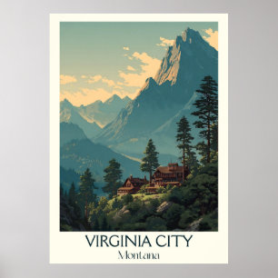 Affiche Virginia City Montana Vintage Gold Rush Town Art