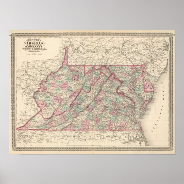 Affiche Virginie, Delaware, Maryland et Virginie-Occidenta (Devant)