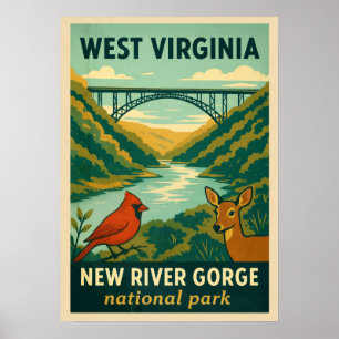 Affiche Virginie-Occidentale Nouvelle Gorge de la rivière