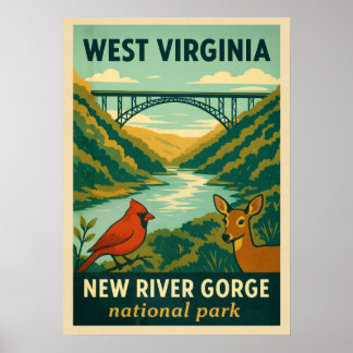 Affiche Virginie-Occidentale Nouvelle Gorge de la rivière