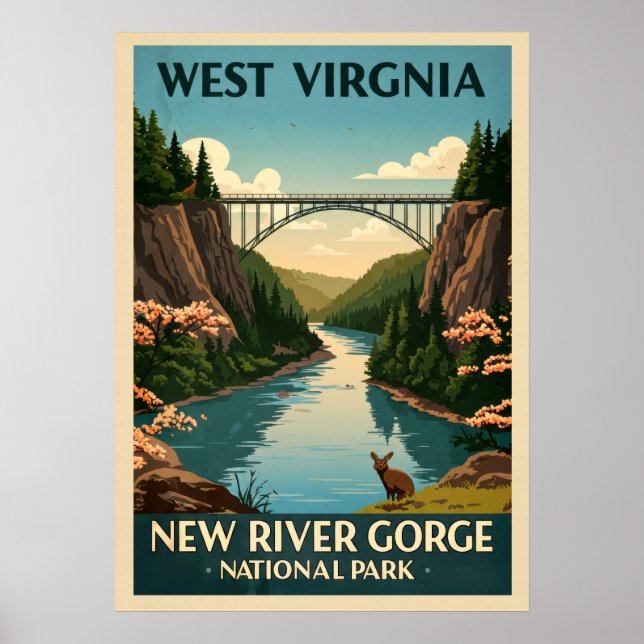 Affiche Virginie-Occidentale Nouvelle Gorge de la rivière  (Devant)